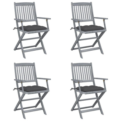 Klappbare Gartenstühle 4 Stk. mit Kissen Massivholz Akazie - Pazzar.ch