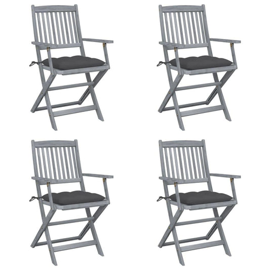 Klappbare Gartenstühle 4 Stk. mit Kissen Massivholz Akazie - Pazzar.ch