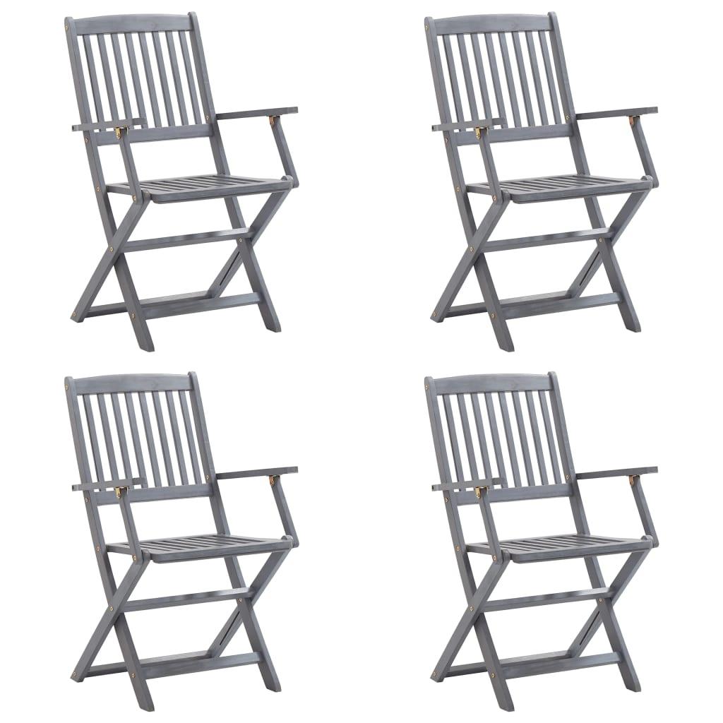 Klappbare Gartenstühle 4 Stk. mit Kissen Massivholz Akazie