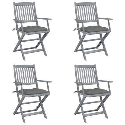 Klappbare Gartenstühle 4 Stk. mit Kissen Massivholz Akazie - Pazzar.ch