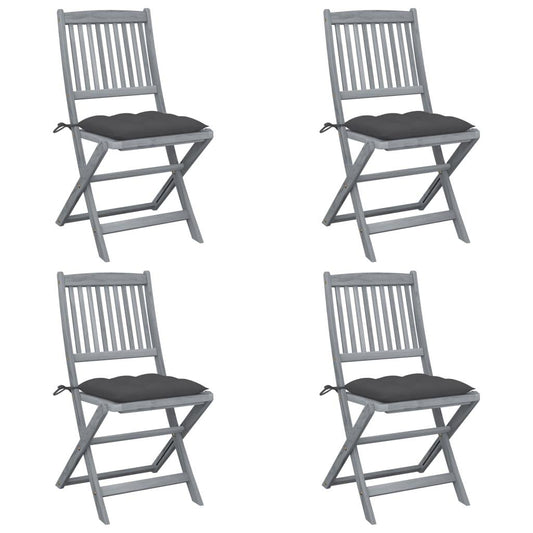 Klappbare Gartenstühle 4 Stk. mit Kissen Massivholz Akazie - Pazzar.ch