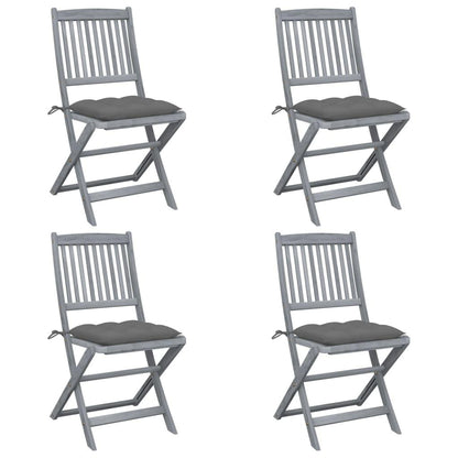 Klappbare Gartenstühle 4 Stk. mit Kissen Massivholz Akazie - Pazzar.ch