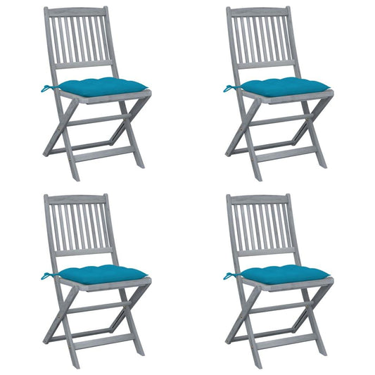 Klappbare Gartenstühle 4 Stk. mit Kissen Massivholz Akazie - Pazzar.ch