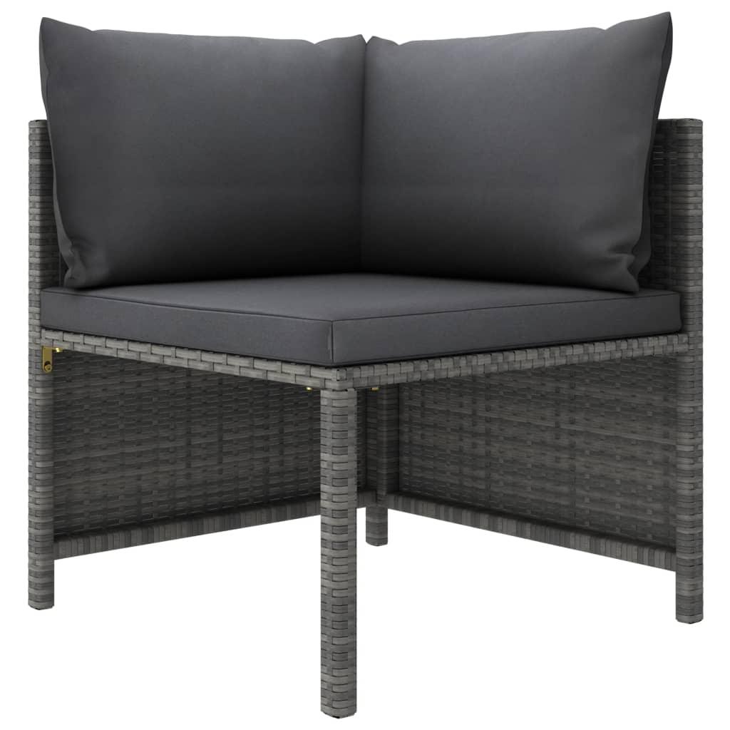 5-tlg. Garten-Lounge-Set mit Kissen Poly Rattan Grau - Pazzar.ch