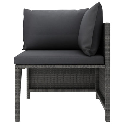 5-tlg. Garten-Lounge-Set mit Kissen Poly Rattan Grau - Pazzar.ch
