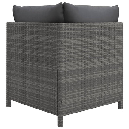 5-tlg. Garten-Lounge-Set mit Kissen Poly Rattan Grau - Pazzar.ch