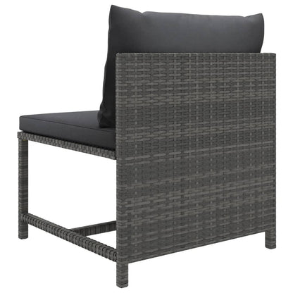 6-tlg. Garten-Lounge-Set mit Kissen Poly Rattan Grau - Pazzar.ch