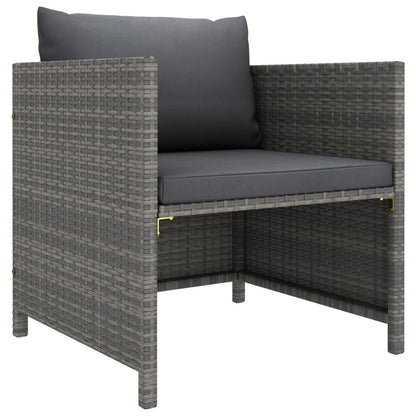 6-tlg. Garten-Lounge-Set mit Kissen Poly Rattan Grau - Pazzar.ch