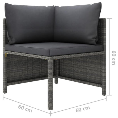 6-tlg. Garten-Lounge-Set mit Kissen Poly Rattan Grau - Pazzar.ch