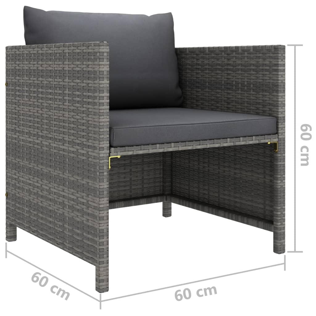 6-tlg. Garten-Lounge-Set mit Kissen Poly Rattan Grau - Pazzar.ch