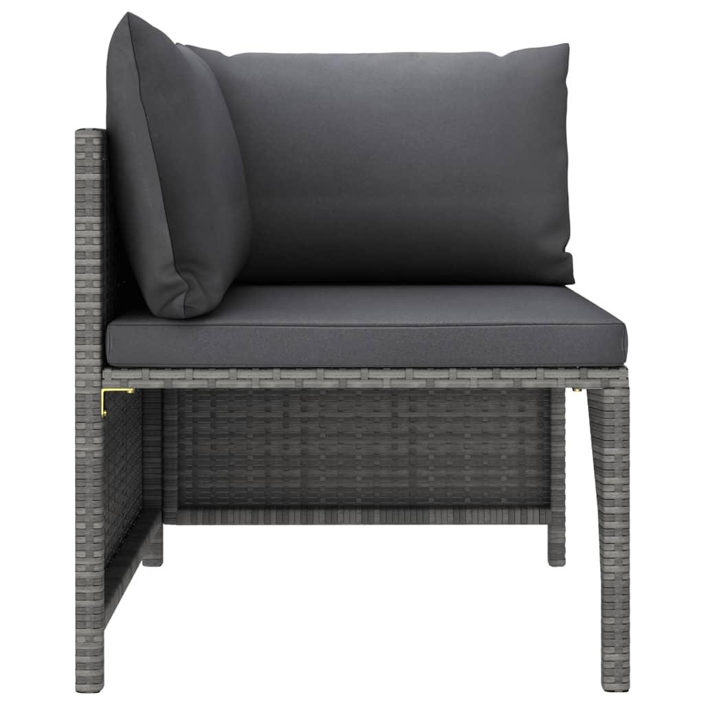6-tlg. Garten-Lounge-Set mit Kissen Poly Rattan Grau - Pazzar.ch