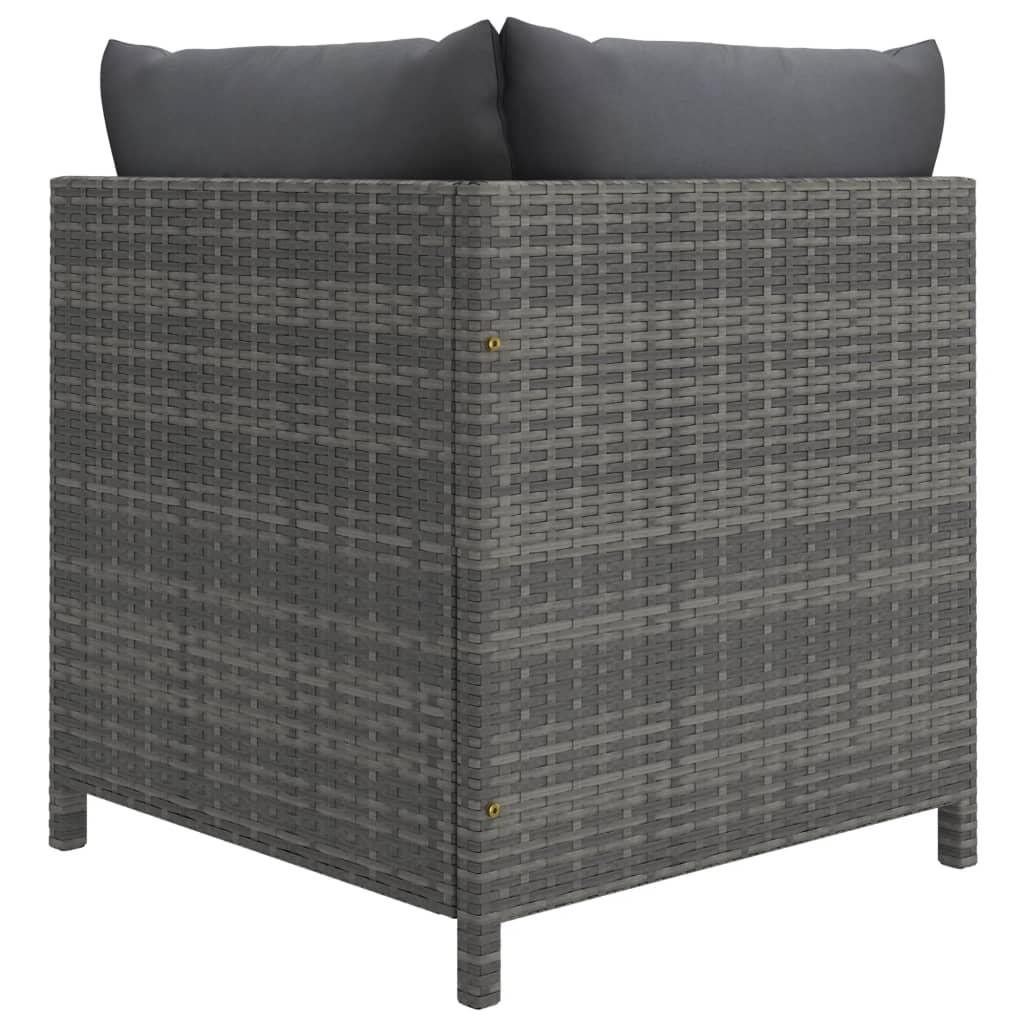 6-tlg. Garten-Lounge-Set mit Kissen Poly Rattan Grau - Pazzar.ch