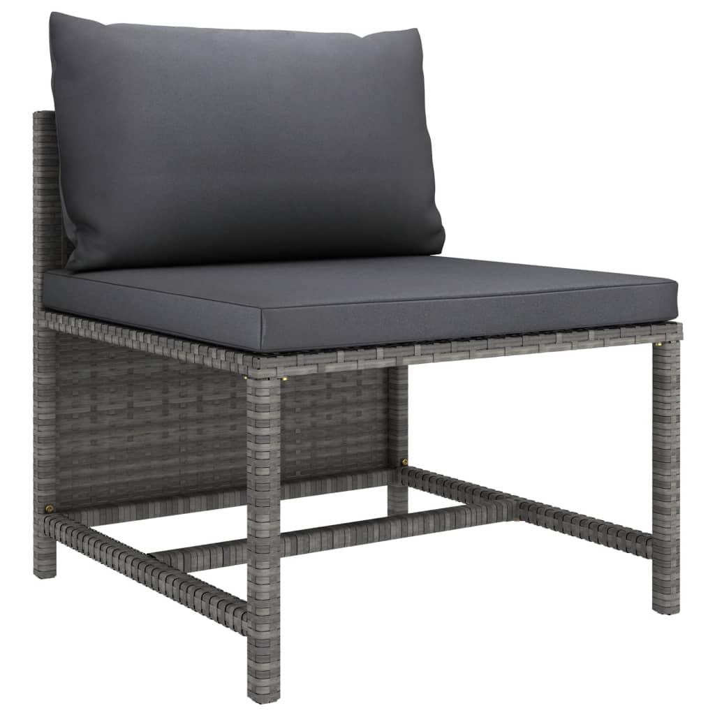 7-tlg. Garten-Lounge-Set mit Kissen Poly Rattan Grau - Pazzar.ch
