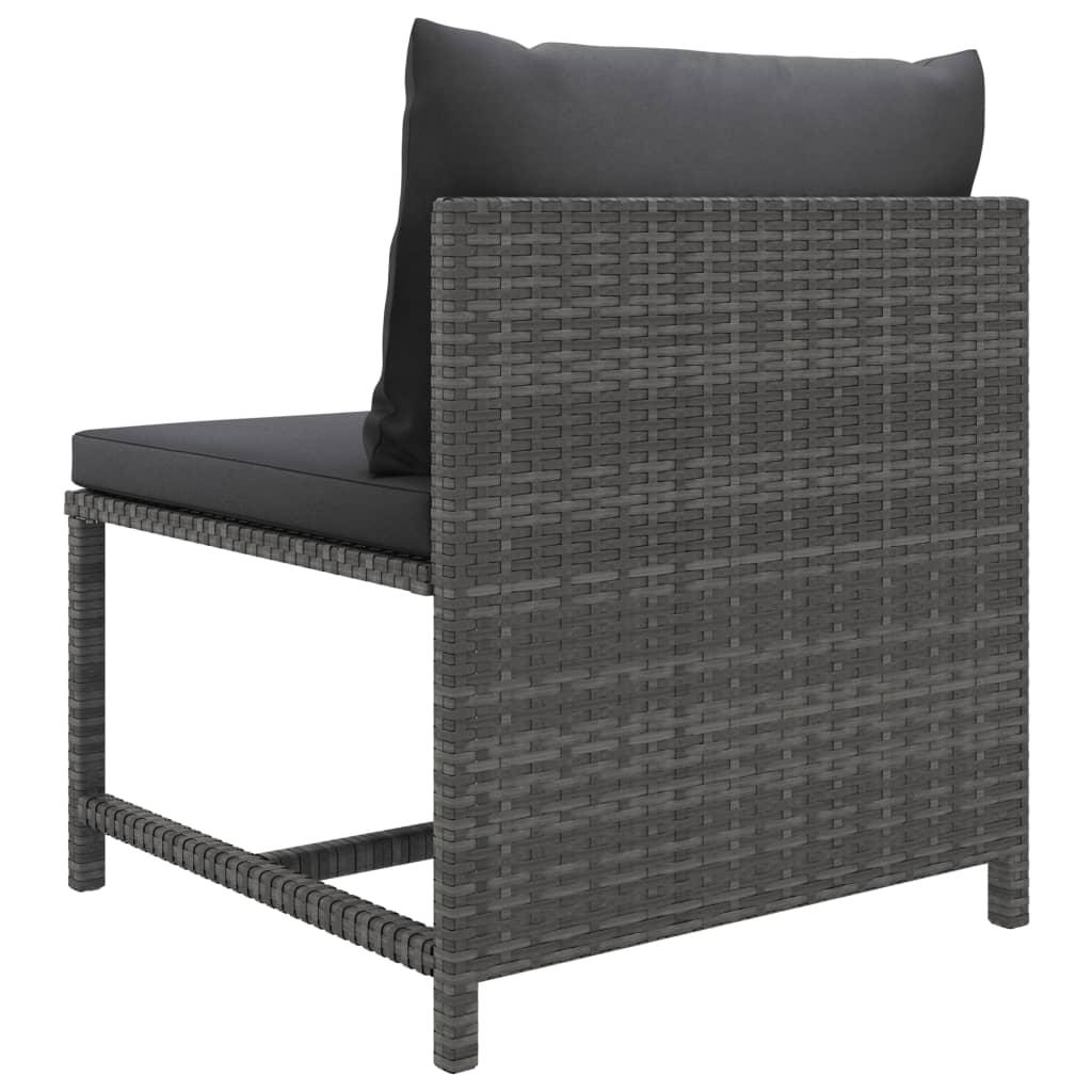7-tlg. Garten-Lounge-Set mit Kissen Poly Rattan Grau - Pazzar.ch