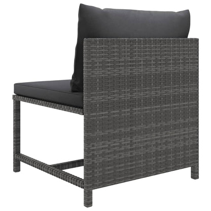 7-tlg. Garten-Lounge-Set mit Kissen Poly Rattan Grau - Pazzar.ch
