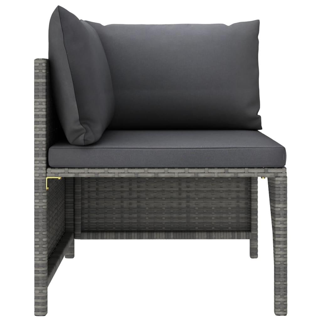 9-tlg. Garten-Lounge-Set mit Kissen Poly Rattan Grau - Pazzar.ch