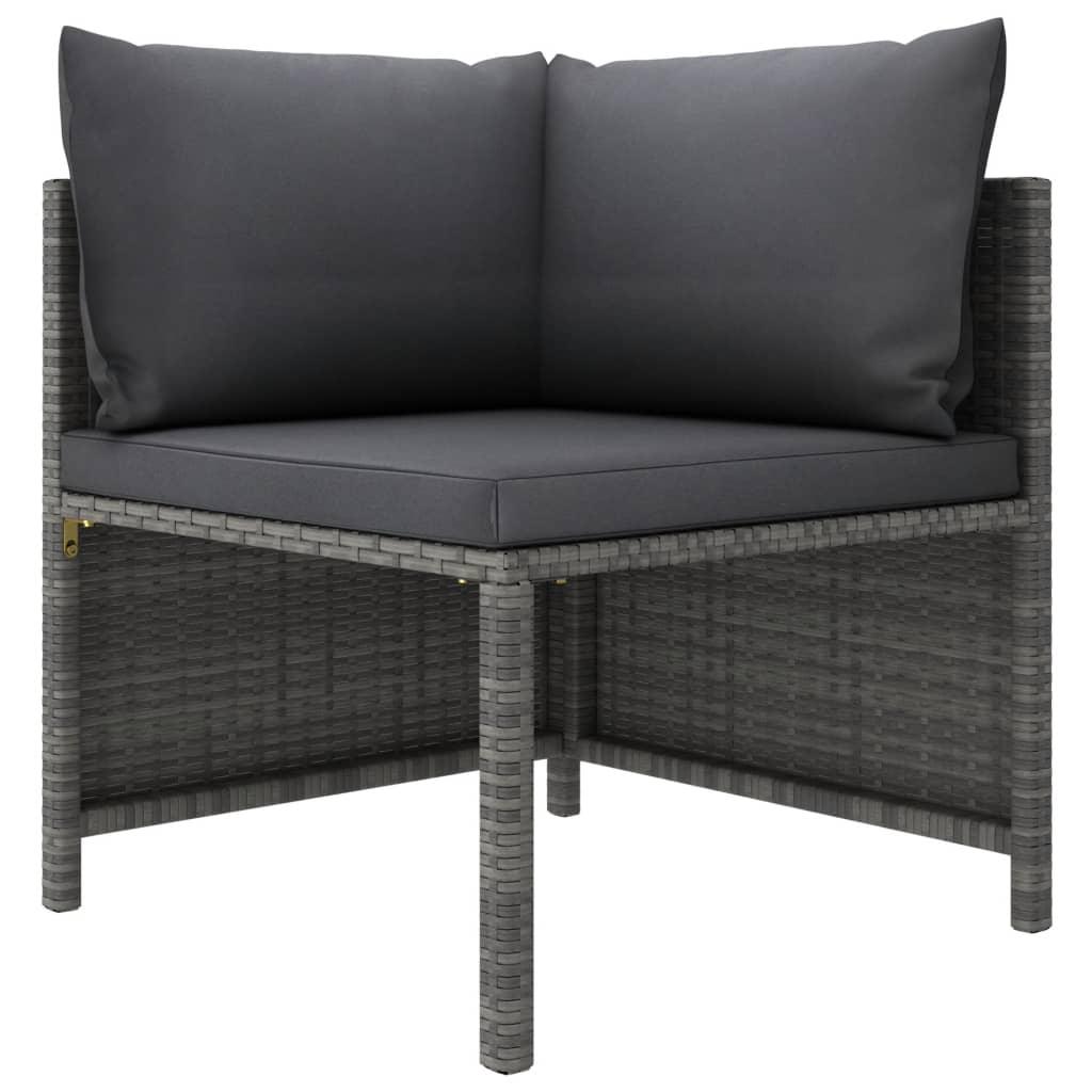 9-tlg. Garten-Lounge-Set mit Kissen Poly Rattan Grau - Pazzar.ch