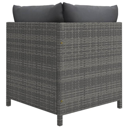 9-tlg. Garten-Lounge-Set mit Kissen Poly Rattan Grau - Pazzar.ch