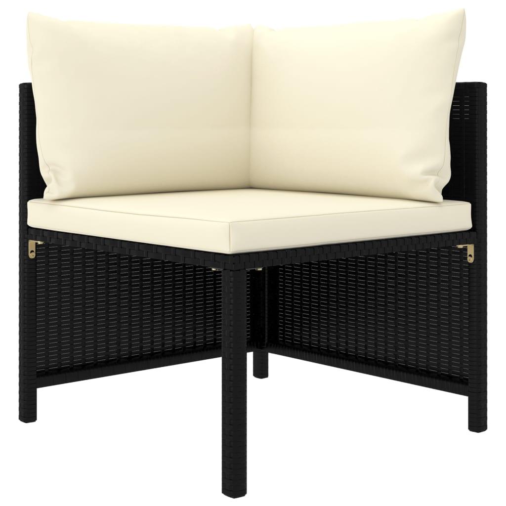5-tlg. Garten-Lounge-Set mit Kissen Poly Rattan Schwarz - Pazzar.ch