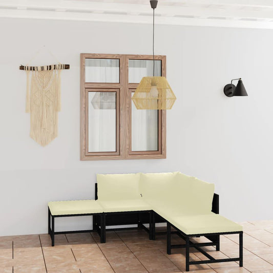6-tlg. Garten-Lounge-Set mit Kissen Poly Rattan Schwarz - Pazzar.ch