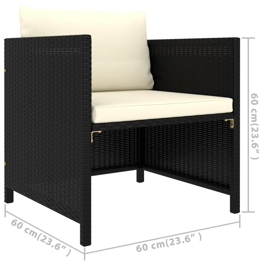 6-tlg. Garten-Lounge-Set mit Kissen Poly Rattan Schwarz - Pazzar.ch