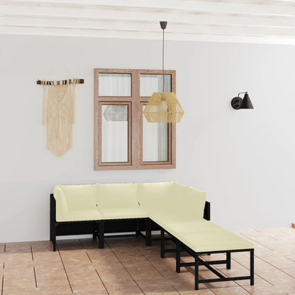 6-tlg. Garten-Lounge-Set mit Kissen Poly Rattan Schwarz - Pazzar.ch