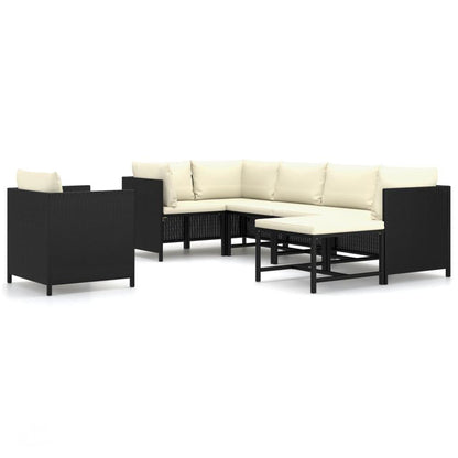 7-tlg. Garten-Lounge-Set mit Kissen Poly Rattan Schwarz - Pazzar.ch