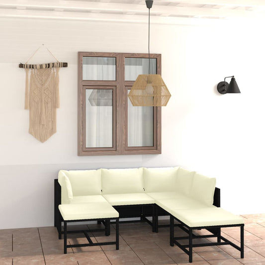 7-tlg. Garten-Lounge-Set mit Kissen Poly Rattan Schwarz - Pazzar.ch