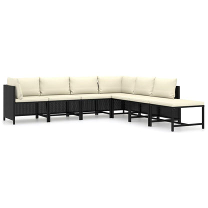 7-tlg. Garten-Lounge-Set mit Kissen Poly Rattan Schwarz - Pazzar.ch