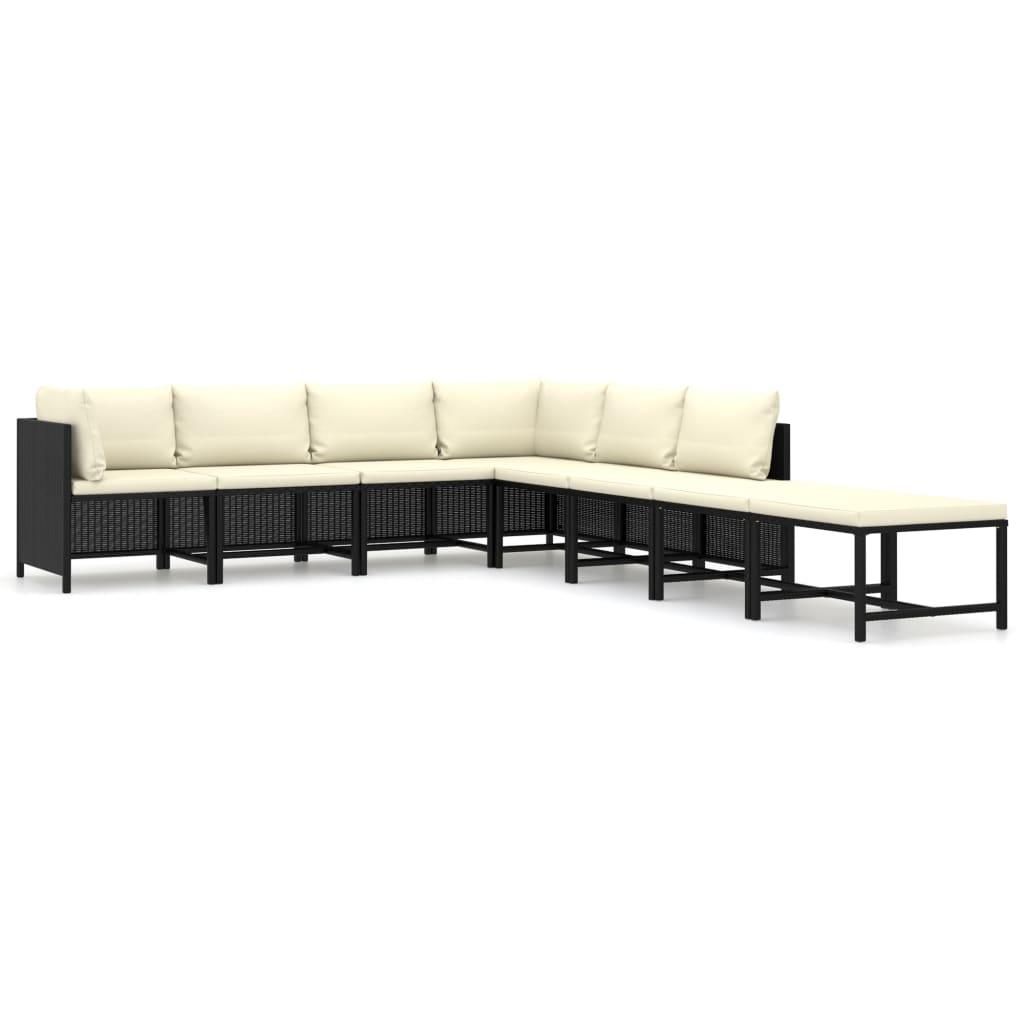 8-tlg. Garten-Lounge-Set mit Kissen Poly Rattan Schwarz - Pazzar.ch