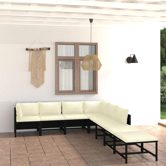 8-tlg. Garten-Lounge-Set mit Kissen Poly Rattan Schwarz - Pazzar.ch