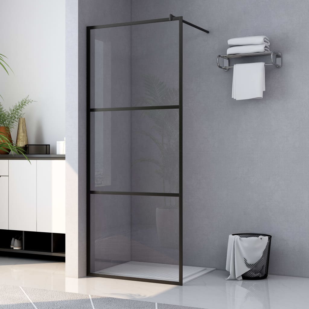 Duschwand für Begehbare Dusche ESG-Klarglas Schwarz 115x195 cm - Pazzar.ch
