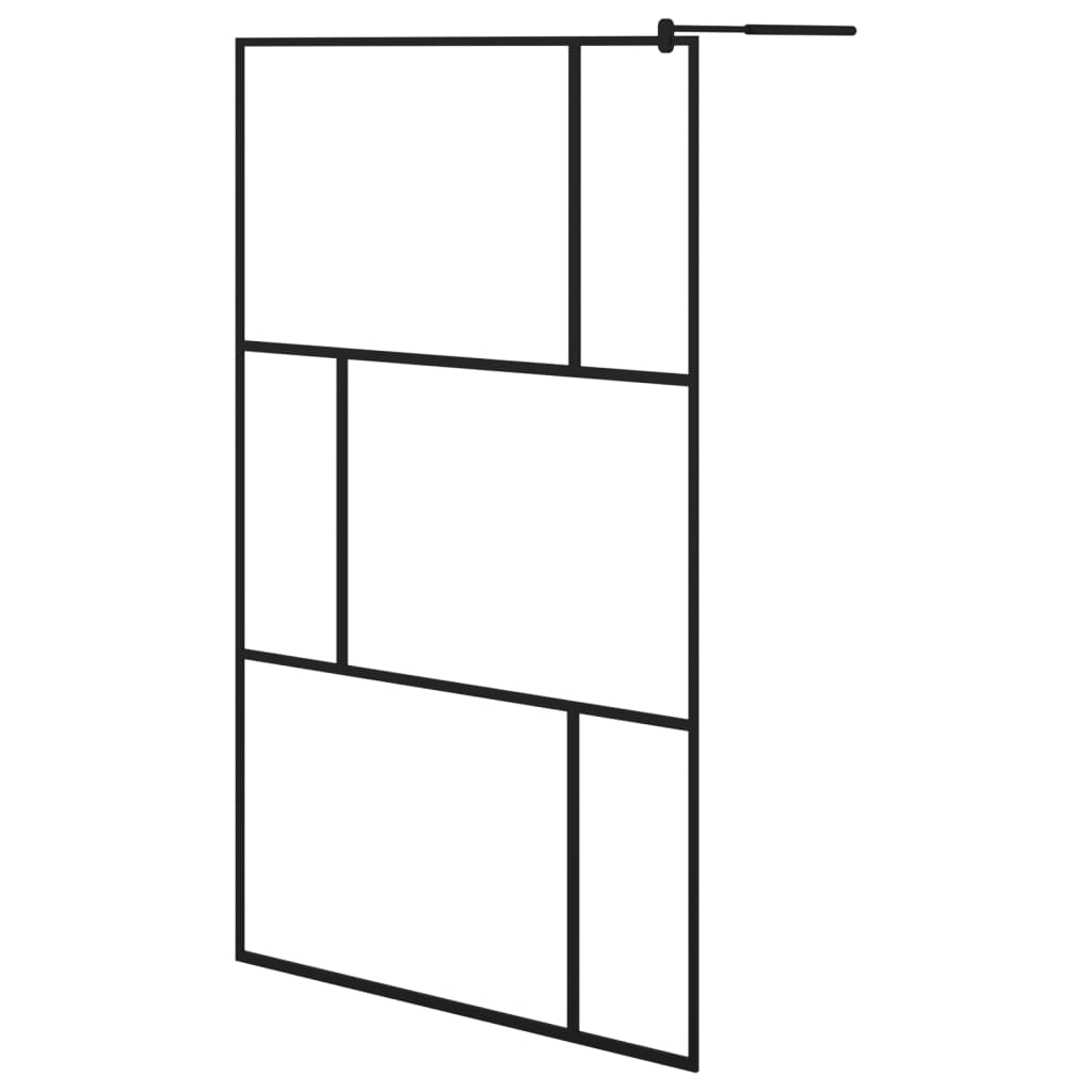 Duschwand für Begehbare Duschen mit Hartglas Schwarz 115x195 cm - Pazzar.ch