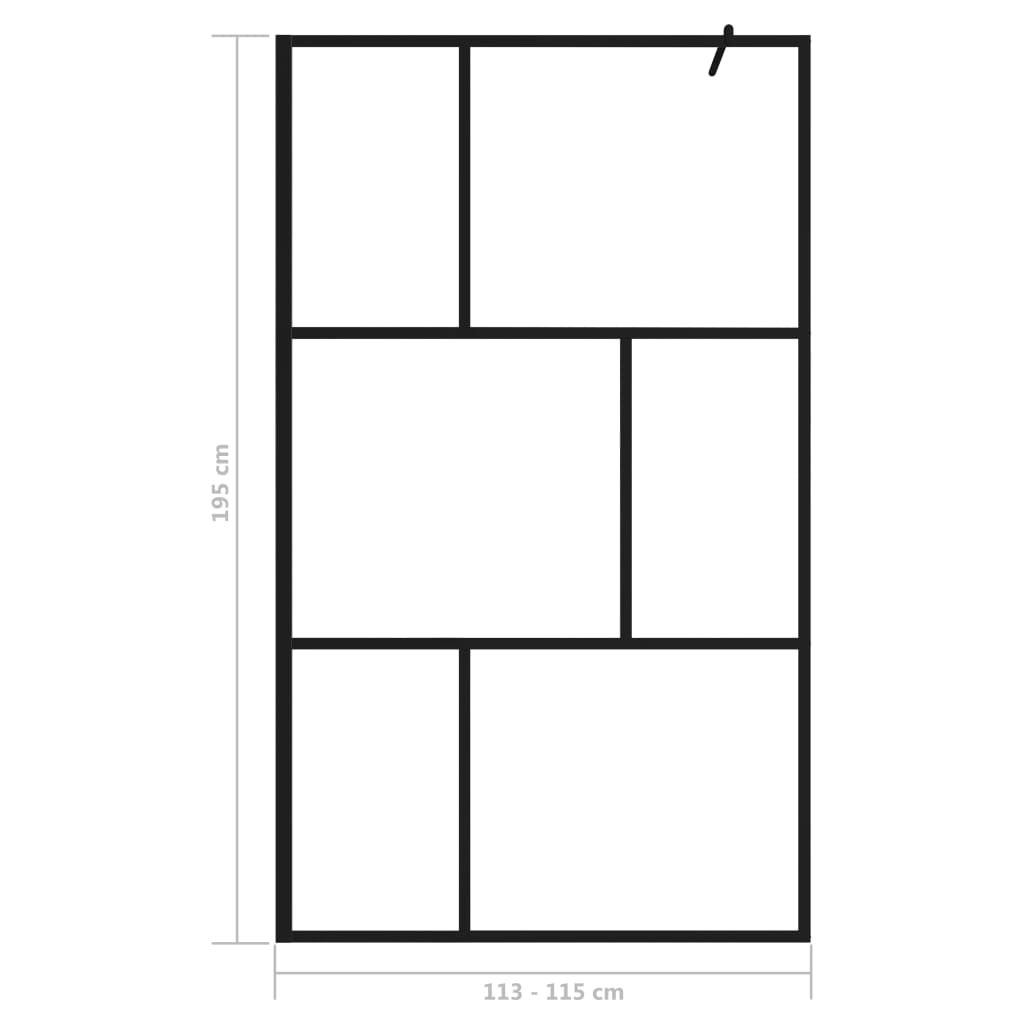 Duschwand für Begehbare Duschen mit Hartglas Schwarz 115x195 cm - Pazzar.ch