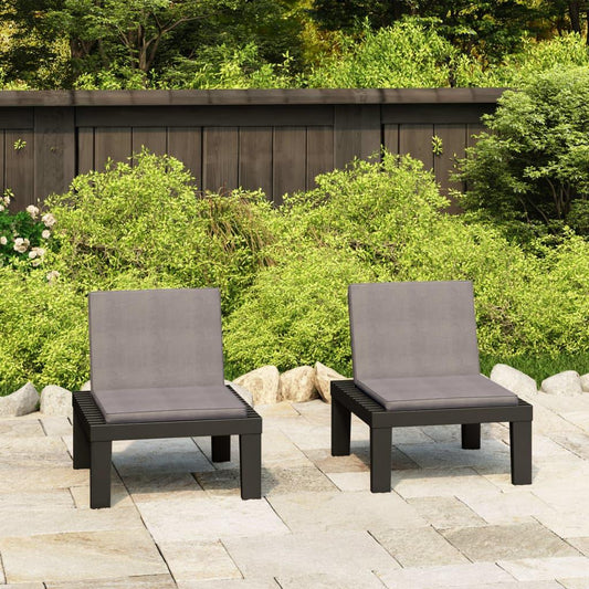 Gartenstühle mit Auflagen 2 Stk. Kunststoff Grau - Pazzar.ch