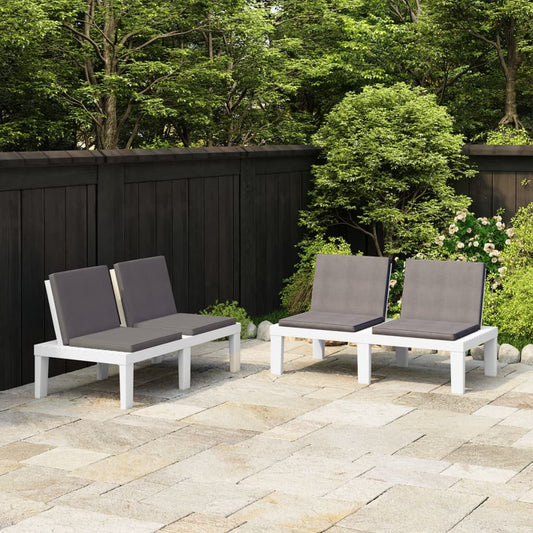 Gartenbänke mit Kissen 2 Stk. Kunststoff Weiß - Pazzar.ch