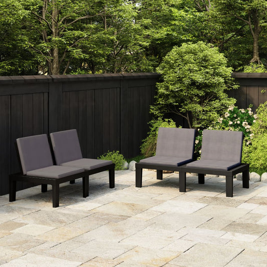Gartenbänke mit Kissen 2 Stk. Kunststoff Grau - Pazzar.ch