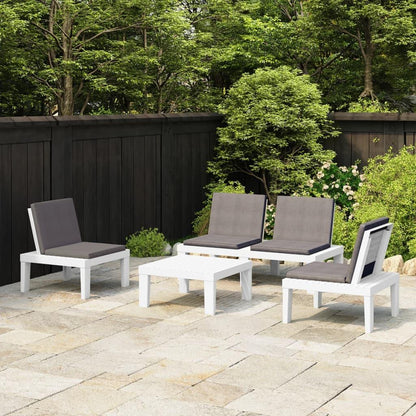 4-tlg. Garten-Lounge-Set mit Kissen Kunststoff Weiß - Pazzar.ch