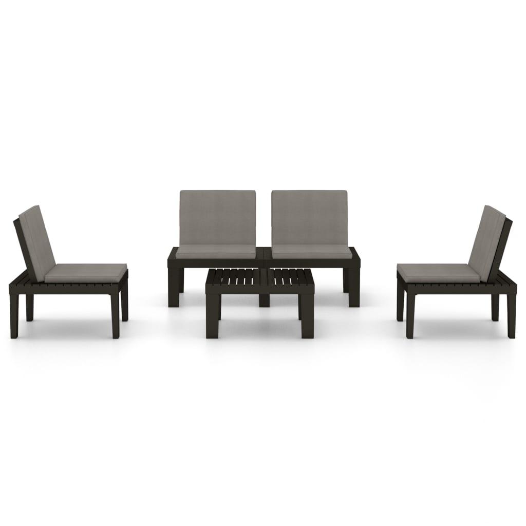 4-tlg. Garten-Lounge-Set mit Kissen Kunststoff Grau