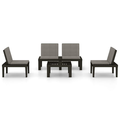 4-tlg. Garten-Lounge-Set mit Kissen Kunststoff Grau - Pazzar.ch