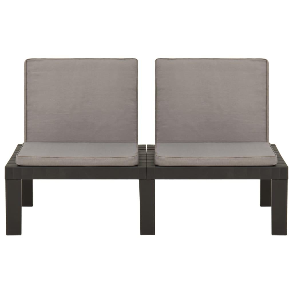 4-tlg. Garten-Lounge-Set mit Kissen Kunststoff Grau