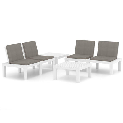 4-tlg. Garten-Lounge-Set mit Auflagen Kunststoff Weiß - Pazzar.ch