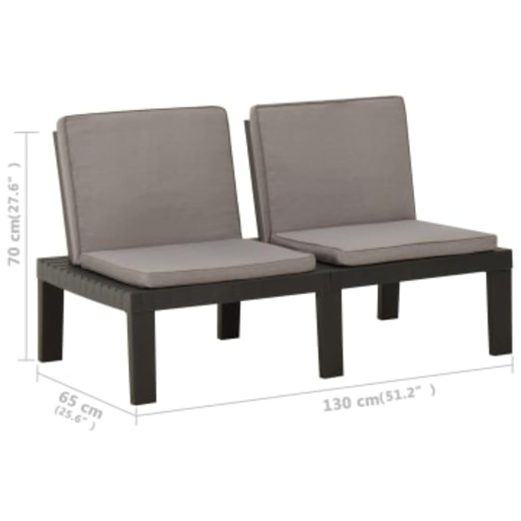 4-tlg. Garten-Lounge-Set mit Auflagen Kunststoff Grau