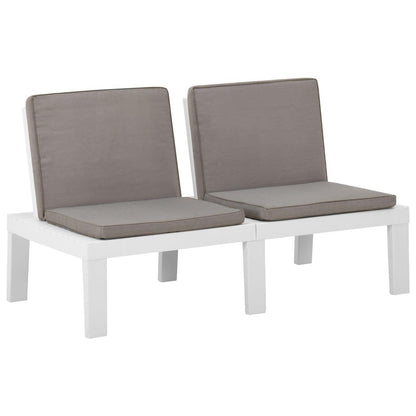 6-tlg. Garten-Lounge-Set mit Auflagen Kunststoff Weiß - Pazzar.ch