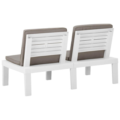 6-tlg. Garten-Lounge-Set mit Auflagen Kunststoff Weiß - Pazzar.ch