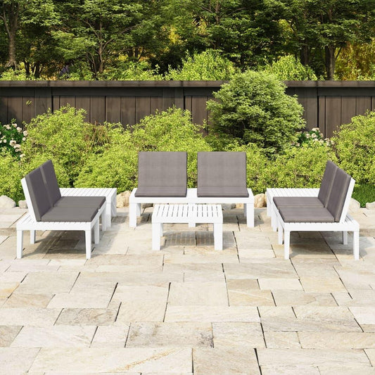 6-tlg. Garten-Lounge-Set mit Auflagen Kunststoff Weiß - Pazzar.ch