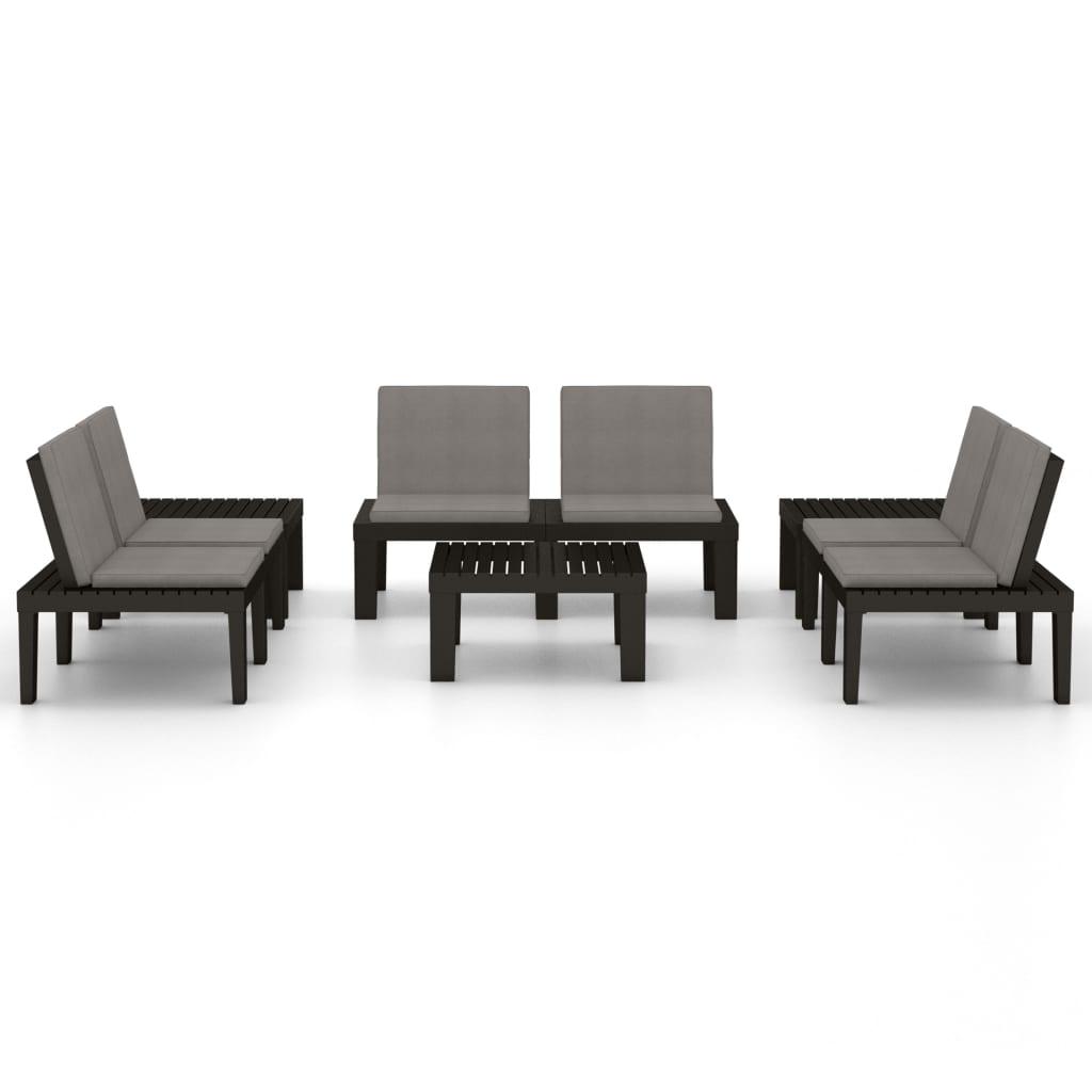 6-tlg. Garten-Lounge-Set mit Auflagen Kunststoff Grau - Pazzar.ch