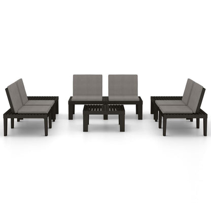 6-tlg. Garten-Lounge-Set mit Auflagen Kunststoff Grau - Pazzar.ch
