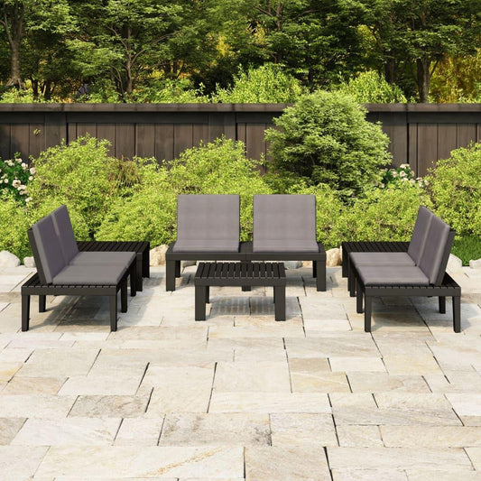 6-tlg. Garten-Lounge-Set mit Auflagen Kunststoff Grau - Pazzar.ch