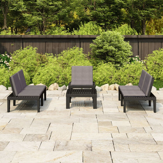 4-tlg. Garten-Lounge-Set mit Kissen Kunststoff Grau - Pazzar.ch